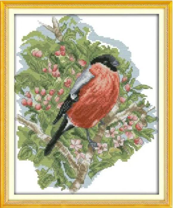 Набір для вишивання за нанесеною на канву схемою "Bullfinch 2". AIDA 14CT printed 27*32 см