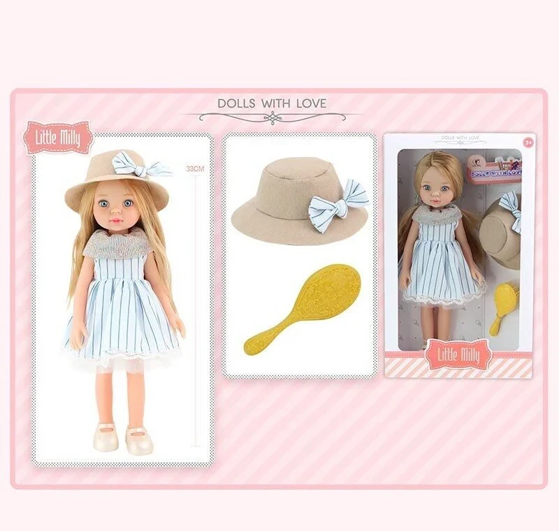 Лялька 91099 C (36) висота 33 см, капелюшок, щітка для волосся, в коробці