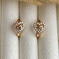 Cережки сердечки Xuping Jewelry с белыми фианитами из медицинского сплава (АРТ. №1507)