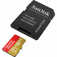 MicroSDHC (UHS-1 U3) SanDisk Extreme Action A1 32Gb Class 10 V30 (R100Mb/s, W60Mb/s) (adapter SD)