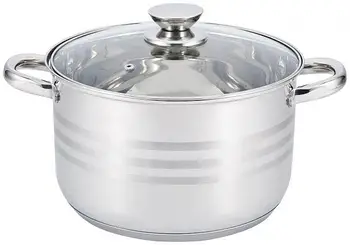 Каструля з нержавіючої сталі з кришкою UNIQUE UN-5009 Каструля для кухні на 9 л