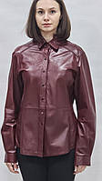 Куртка з натуральної шкіри на кнопках довжина 63 см 44р 46р  колір бордовий
