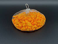 Подрібнені, поліровані камінчики для декорування та творчості, у сітці 0,5 кг, великого розміру, помаранчеві
