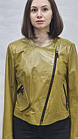 Куртка-косуха из натуральной кожи на молнии цвет-горчица длина-56см 46р 48р Турция