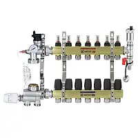 Коллектор Raftec в сборе на 7 контуров для теплого пола |нижнее подключение|