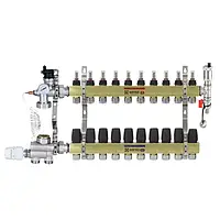 Коллектор Raftec в сборе на 10 контуров для теплого пола |нижнее подключение|