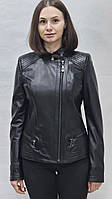 Куртка косуха з натуральної шкіри на блискавці  довжина 57 см 44р 46р 48р 50р колір чорний