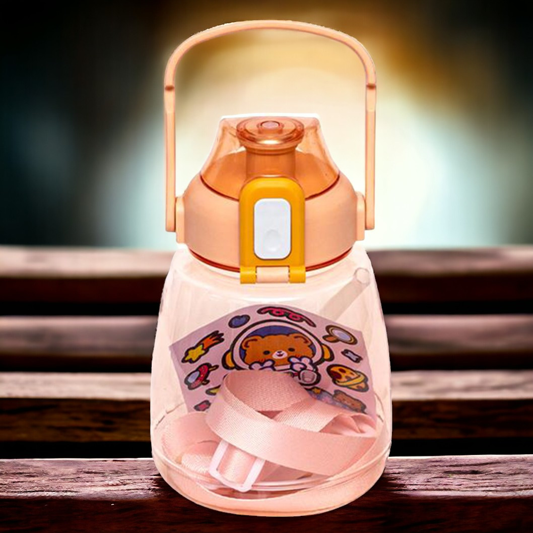 Пляшка для води спортивна з трубочкою XH-32, пластикова, 1300 мл Жовтогарячий