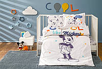 Комплект постельного белья в детскую кроватку TAC Disney MICKEY 120x180 см 100% Хлопок Ранфорс