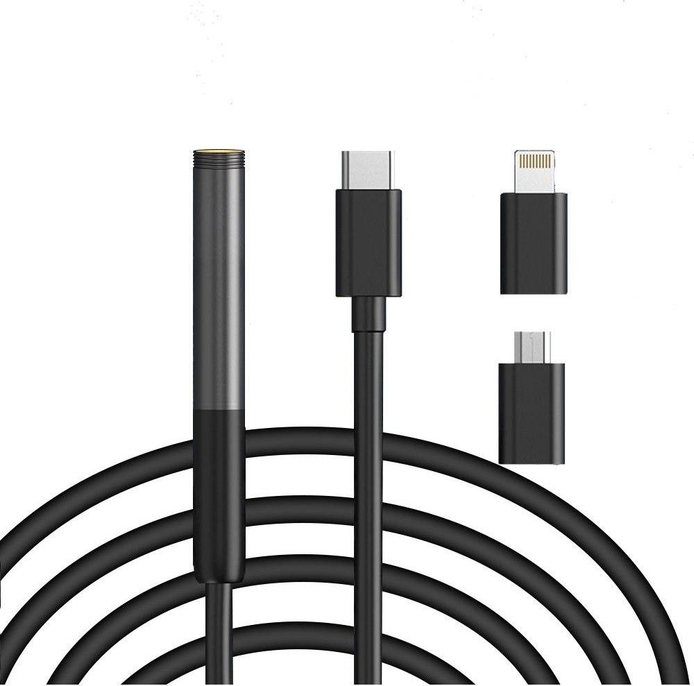 Ендоскопічна камера 3в1 Kerui IP68 для iPhone, iPad, iOS Lighting Ø 8 мм 1 м жорсткий.