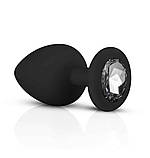 Силіконова анальна пробка з каменем, рожева гладка маленька пробка розмір S, іграшка для інтиму, фото 4