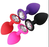 Силіконова анальна пробка з каменем, рожева гладка маленька пробка розмір S, іграшка для інтиму, фото 2