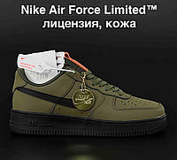 Мужские стильные демисезонные кроссовки Nike Air Force 1 Limited прошитые , нубук хаки 41-45