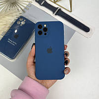 Силиконовый чехол c закрытыми камерами на iPhone 12 Pro Navy blue (20)