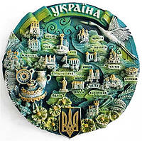 Плакетка Карта України (патина) полікерамічна 12 см Укрмагніт GP-UK-PT-005-3