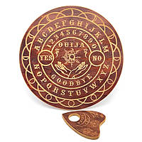 Спиритическая доска "OUIJA"(d=36,5см×0,8см),темная, резная,покрыта патиной и лаком