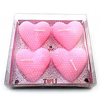Свечи розовые "Сердечки (4 шт) (11,5х11х2,5 см)A