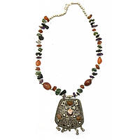 Ожерелье с каменьями агата и кулоном "Трапеция"