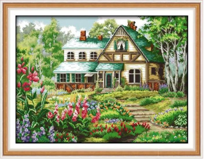 Набір для вишивання за нанесеною на канву схемою "The fairy tale hut". AIDA 14CT printed 63*48 см