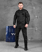 Черный тактический костюм security guard, тактический костюм для НПУ, летняя черная форма для полиции L