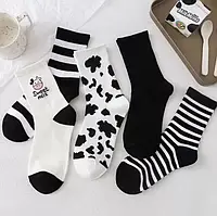 Набір довгих шкарпеток із 5 пар "Чорні і білі"
