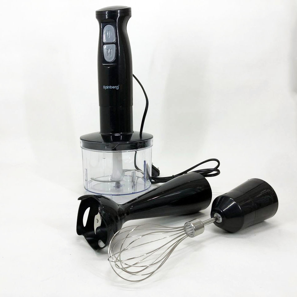 Подрібнювач для кухні з металевою чашею Rainberg RB-2243, Блендер для збивання крему і соусів YA-10, фото 1