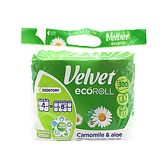 Туалетний папір Velvet CamomileAloe Eco Roll 48 рул 3 шари 300 відривів, 8080208 — 930