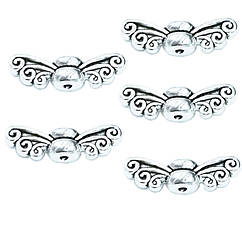 Набір 5 шт Намистини Маленькі Метелики 5х14х4 мм, Колір Срібло, Фурнітура на Біжутерію для Сережок Підвісок
