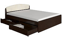 Двуспальная кровать Эверест Астория с двумя ящиками 160х200 см венге + дуб молочный (EVR-2488 SB, код: 7461596