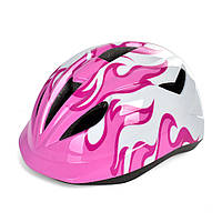 Детский защитный шлем для катания на роликах и другом транспорте с 8 отверстиями и ремешками MS 3415 Розовый