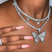Свадебное двойное Ожерелье Бабочки-гламур
