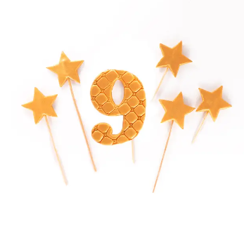 Набір кондитерських прикрас "Цифра 9 із зірочками" золота