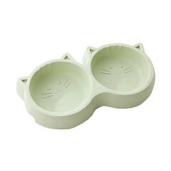 Миска для кішок Taotaopets Cat 123307 подвійна пластикова Green 12176-67684