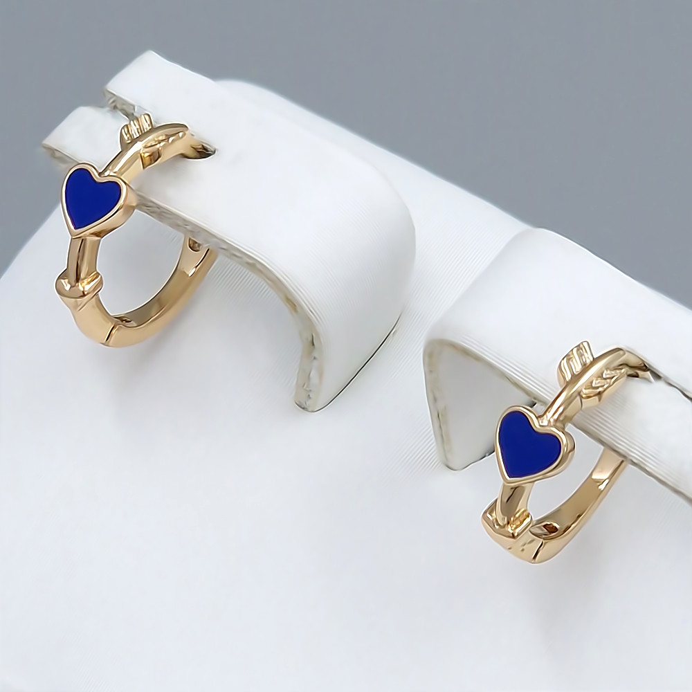 Сережки ХР з емаллю. Позолота 18К. Діаметр: 11 мм. Ширина: 3,8 мм.