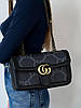 Жіноча сумка Gucci Large Marmont Brown Dark Blue (Чорна) Сумка Крос Боді-екошкіра текстиль на 1 відділення на ланцюжку принт Гуччі, фото 9