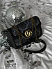 Жіноча сумка Gucci Large Marmont Brown Dark Blue (Чорна) Сумка Крос Боді-екошкіра текстиль на 1 відділення на ланцюжку принт Гуччі, фото 4