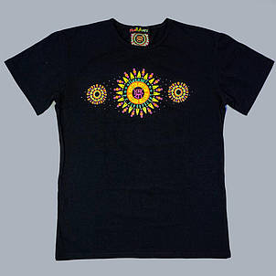 Футболка чоловіча молодіжна чорна з яскравим принтом авторська «ХОРОВОД» / Яскраві чоловічі футболки, фото 2