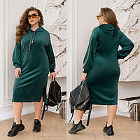 Модное велюровое платье женское зеленое ЮР/-2489