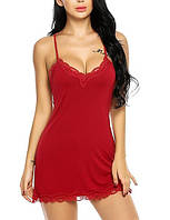 Женская сексуальная кружевная ночная рубашка, пеньюар красного цвета для соблазна