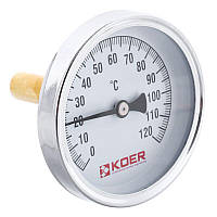 Термометр KOER KT.671A D=63мм 120 град. 1/2'' аксиальный с погружной гильзой, щуп=50мм