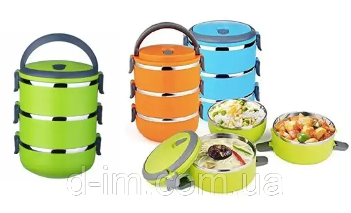 Переносная емкость для хранения продуктов Lunch Box Three Layers (три контейнера) - фото 3 - id-p2102230555