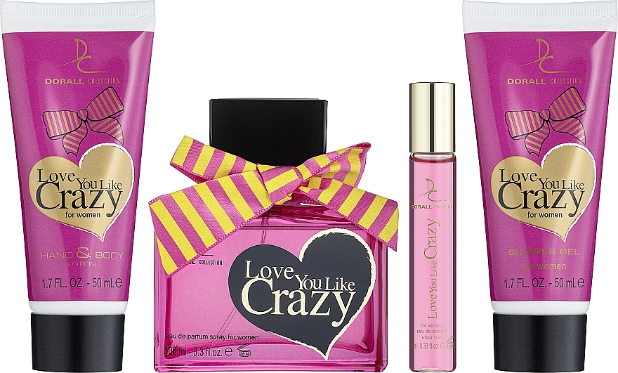 Набір Dorall Collection Love You Like Crazу для жінок — set (edр 100ml + edр 10ml + sh/gel 50ml + b/lot 50 ml), фото 1