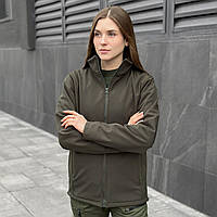 Куртка женская весенняя осенняя Softshell на флисе Shadow хаки Ветровка Софтшелл демисезонная