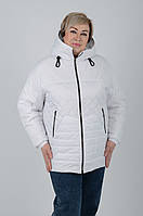 Женская демисезонная стеганая белая утепленная куртка с капюшоном, весна-осень, размер 48,50,52,54,56,58