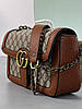 Жіноча сумка Gucci Large Marmont Brown Beige (Коричнева) Сумка Крос Боді-екошкіра текстиль на 1 відділення на ланцюжку принт Гуччі, фото 2