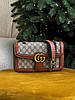 Жіноча сумка Gucci Large Marmont Brown Beige (Коричнева) Сумка Крос Боді-екошкіра текстиль на 1 відділення на ланцюжку принт Гуччі, фото 8