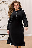 Велюровое женское платье черные в спортивном стиле ЮР/-2489 42/46