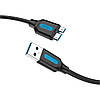 Кабель для заряджання та передавання даних Vention USB 3.0 AM/micro USB-B 3.0 3 м Black (COPBI), фото 3