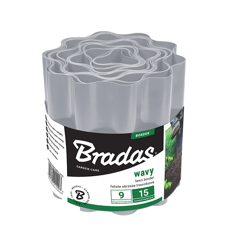 Бордюр хвилястий газонний Bradas 9м х 15см, світло-сірий (OBFLGY 0915), фото 1