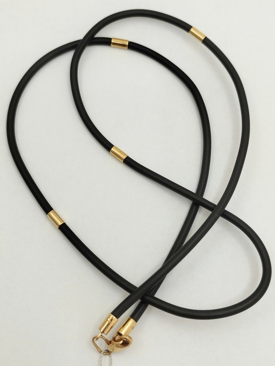 Каучуковий шнурок на шию із золотими вставками Ukr-gold, фото 1